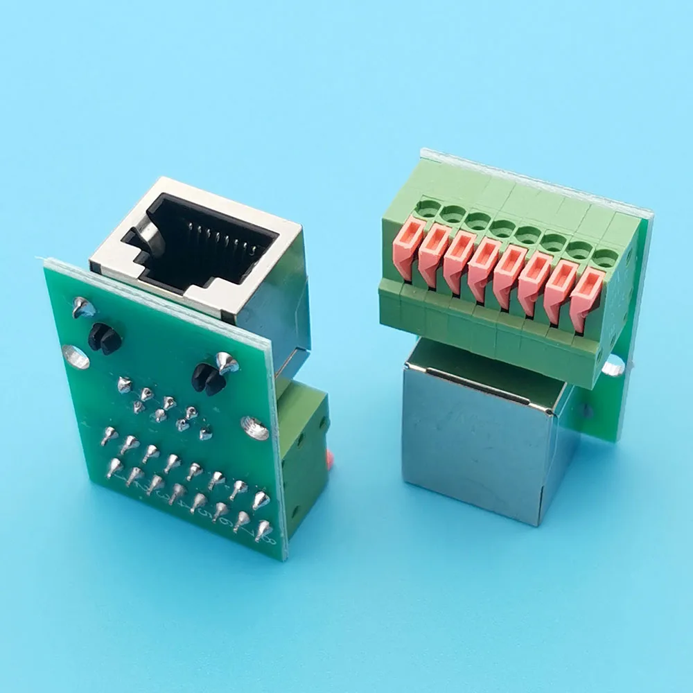 

1pc 8P RJ45 Network Port Terminal Welding Free Data Adapter Board Female Socket Guide Rail Installation Terminals Connector
