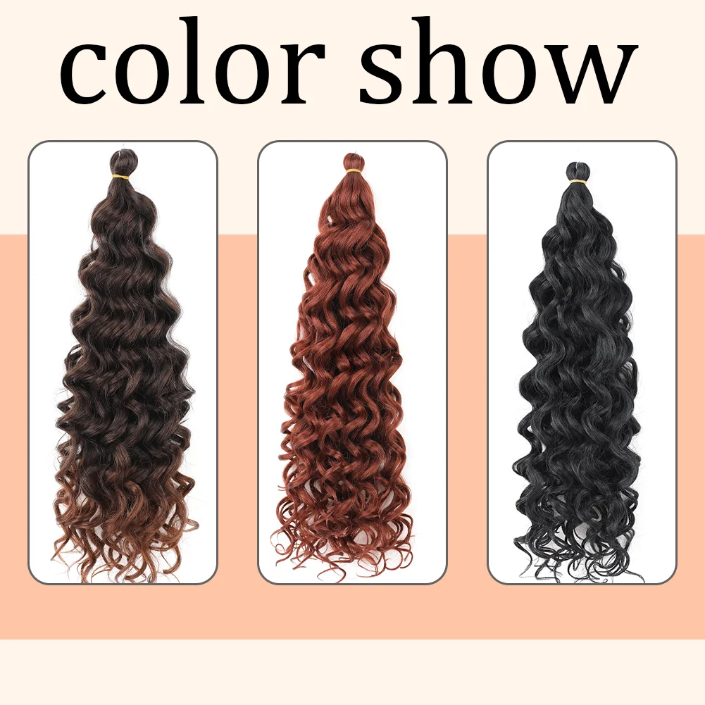 Curly Crochet Hair Extesion 18&24 Inch Hawaii Ocean Wave Braiding Hair Goddess Locs Synthetic Hair Boho Style Hairpiece For Wome
