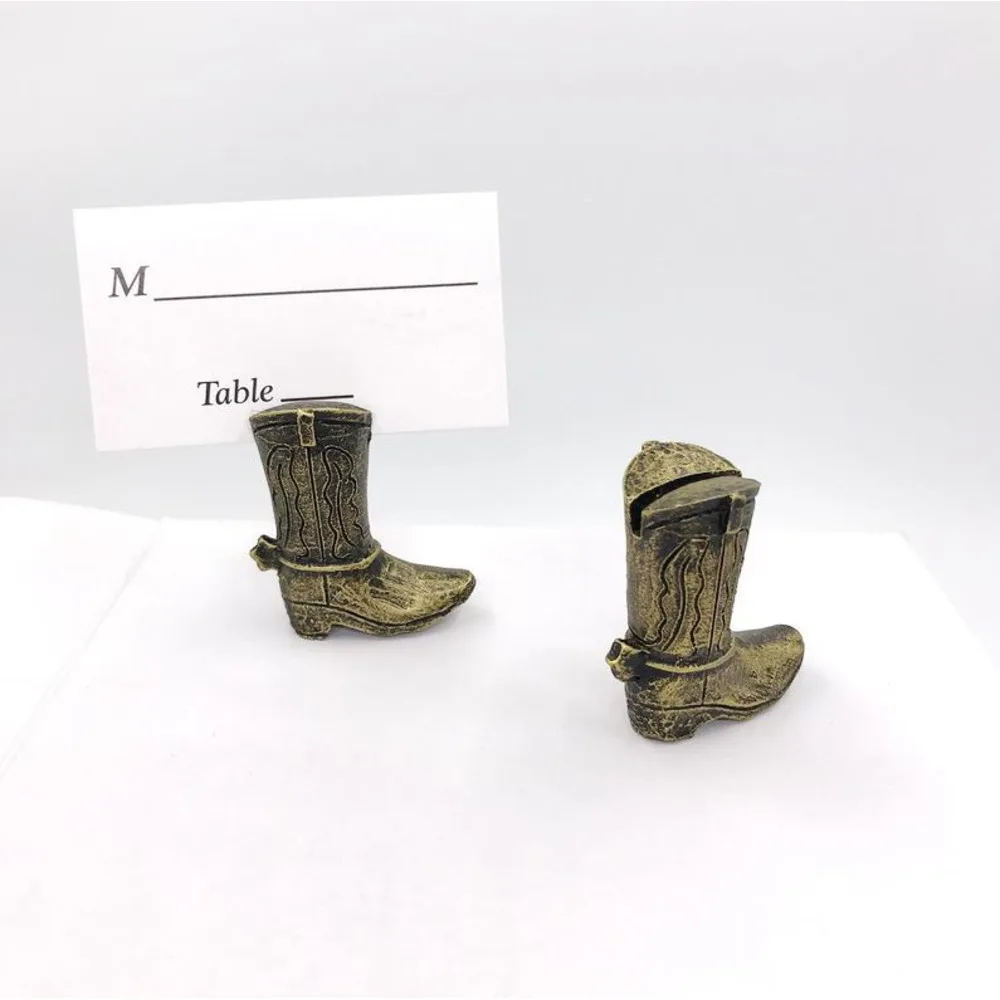 200pcs Gold Resin Cowboy Boot Place Card Holder Elegant Wedding Party Supplies Portatarjetas Con Forma De Bota De Vaquero