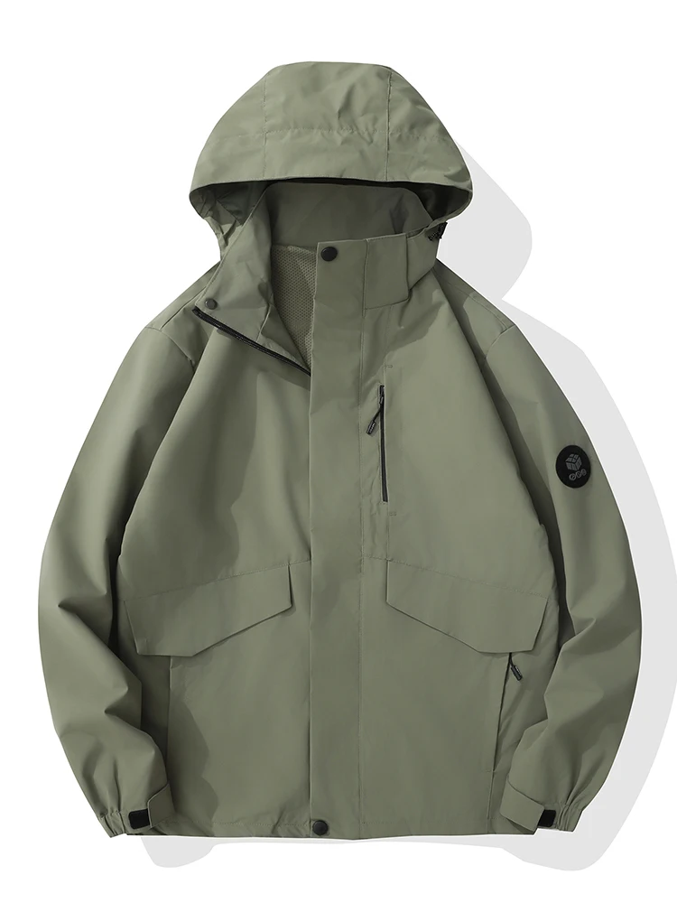 2026 Herbst Herren Wanderjacken Abnehmbare Kapuze Windbreaker Winddichte Outdoor Wasserdichte Mäntel Mit Atmungsaktiver Innenschicht – Detail 14