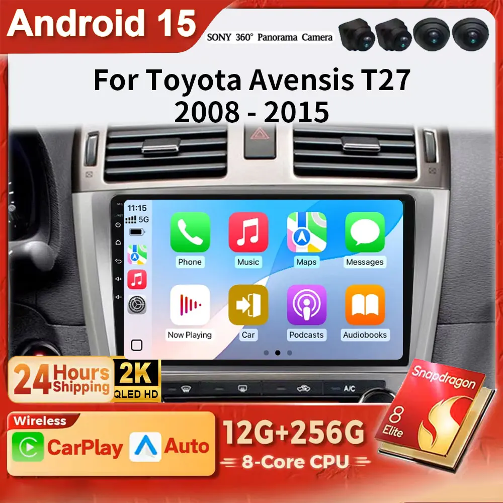 

Android 15 2K QLED для Toyota Avensis T27 2009-2015 Автомобильный радиоприемник Мультимедийный плеер Навигация 2 Din Стерео DVD Головный динамик
