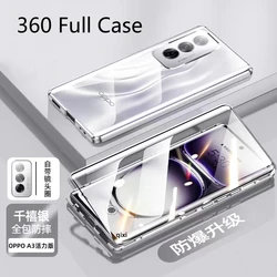 360 Full Case For Oppo A80 5G K12X A3 Pro Double Sided Magnetic Adsorption Metal Tempering Glass Protection Cover For Oppo K 12X