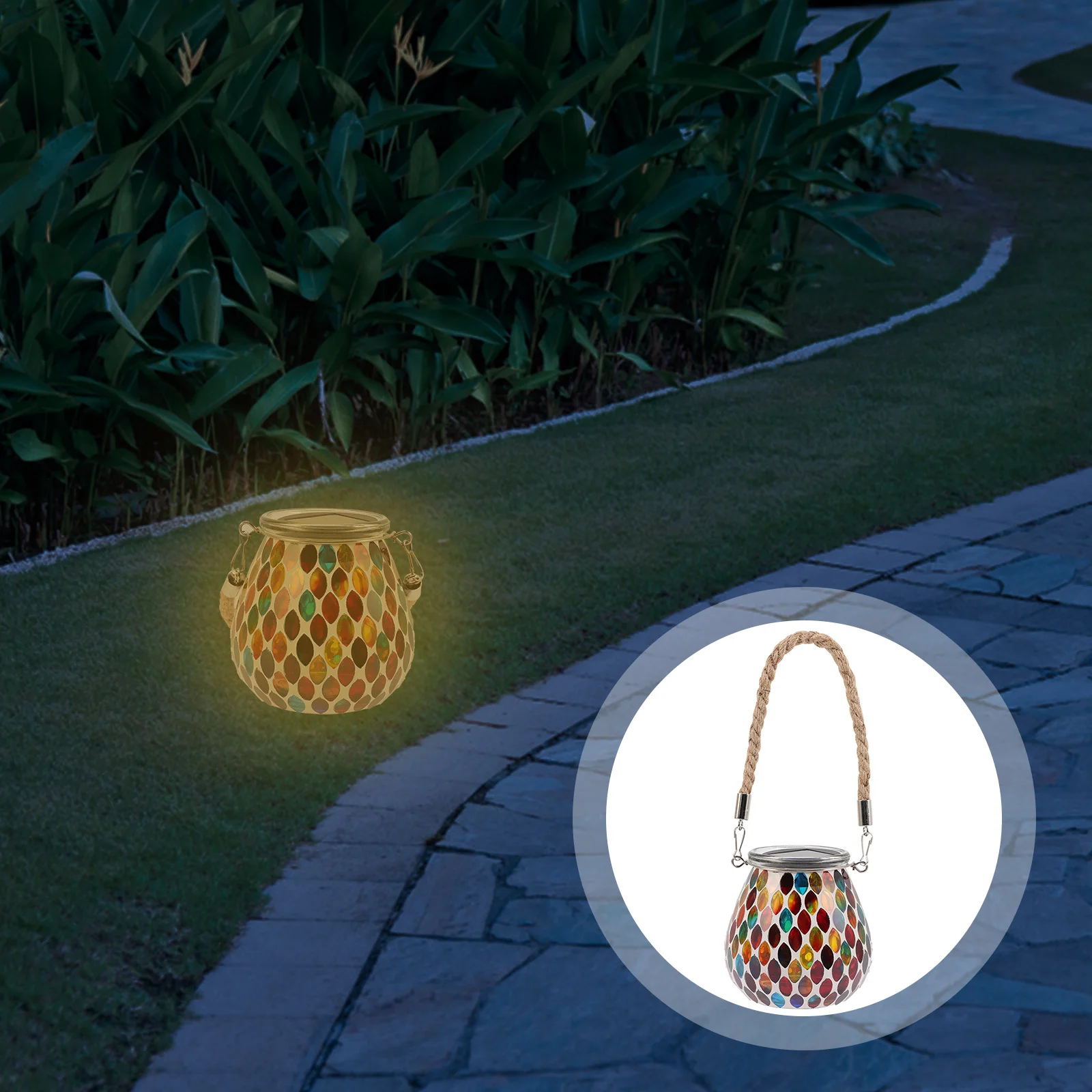 Luz solar para jarra de mosaico, lâmpada durável premium para jardim ao ar livre, à prova d'água, decoração de caminho, iluminação
