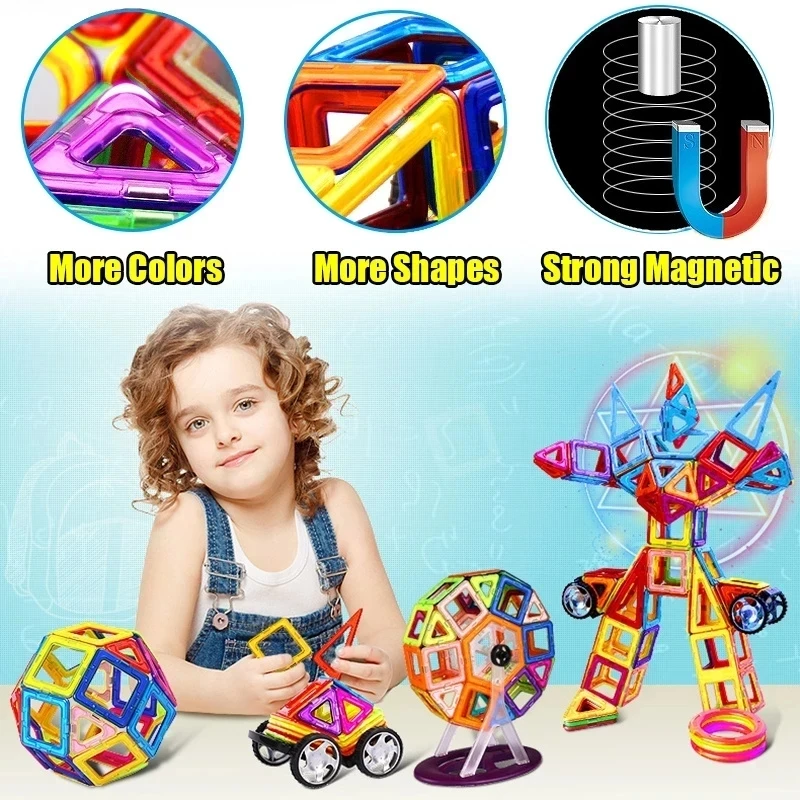 50/100pcs Magnetic Designer Constructor Set Magnetic Blocks Model & Building Toy Magnets Educational Toys For Children