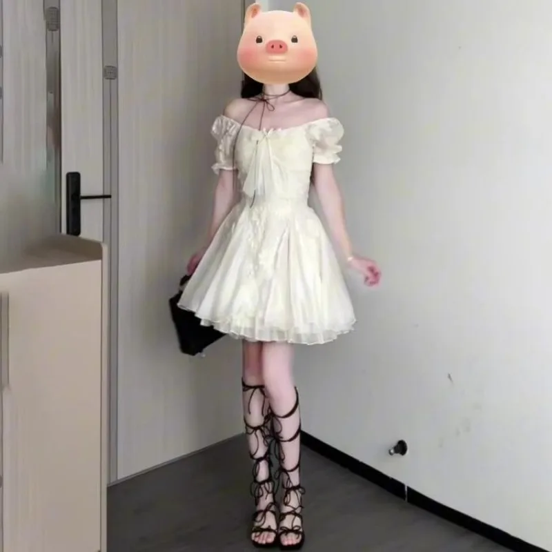 2025 novo verão doce vestido feminino estilo japonês emenda manga curta bonito e único temperamento fofo vestidos curtos