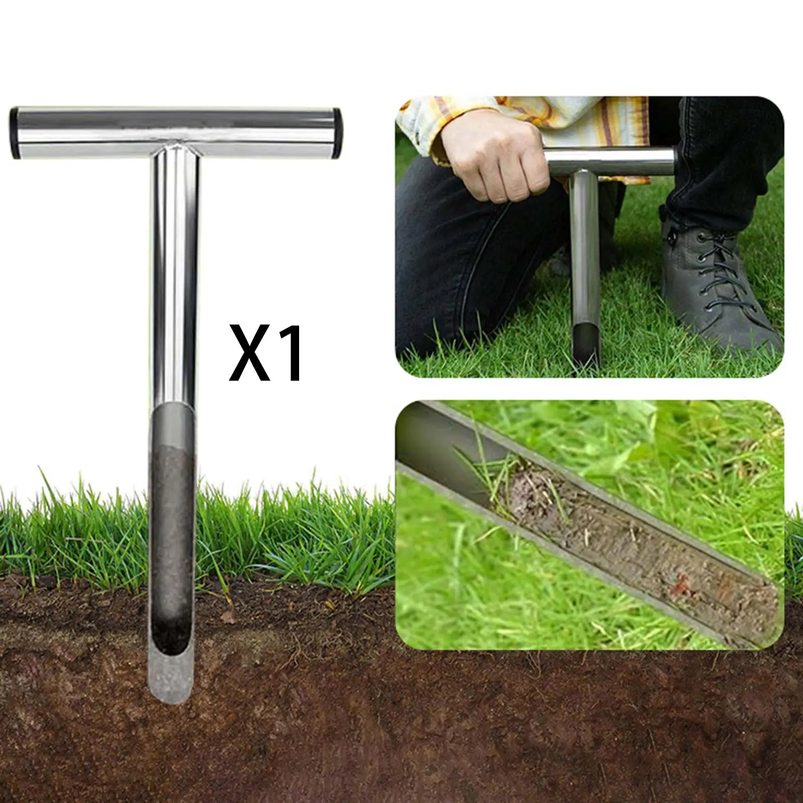 Practical Soil Core Sampling Tool Stainless Steel Heavy Duty for Seedling Surface Test in Gardens