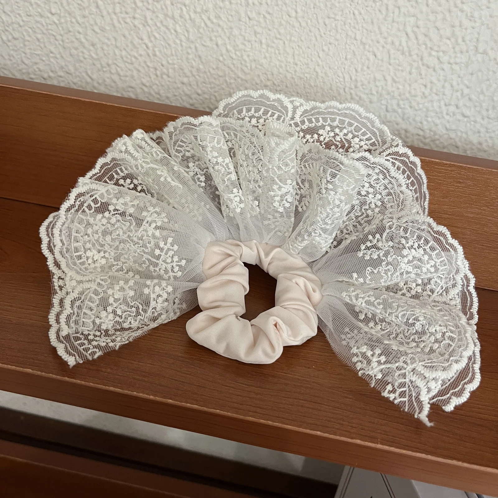 Korean Double-Layer Embroidered Scrunchie, Ballet Style Headband