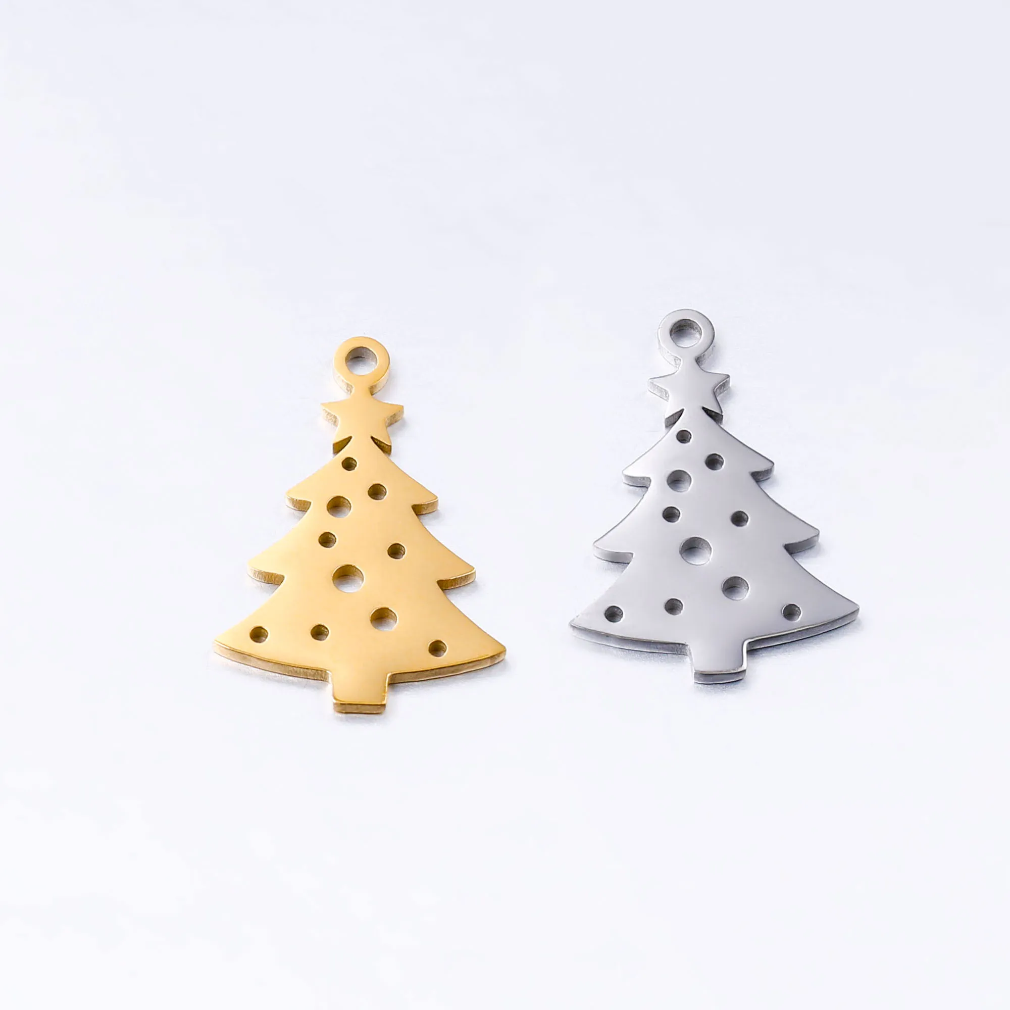 5pcs/Lot Stainless Steel Christmas Tree Charms Pendant For Jewelry Making DIY Pendants Necklace Bracelets Handmade Craft Gifts