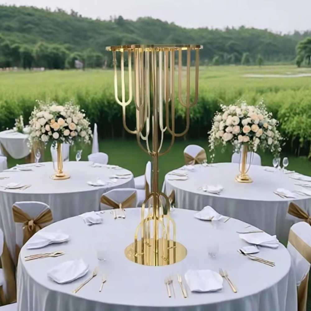 

3-10pcs) Gold/sliver/white/black/Gold Metal Tall Flower Arch Stand Chandelier floral stand Candelabra for Wedding Table Decorat
