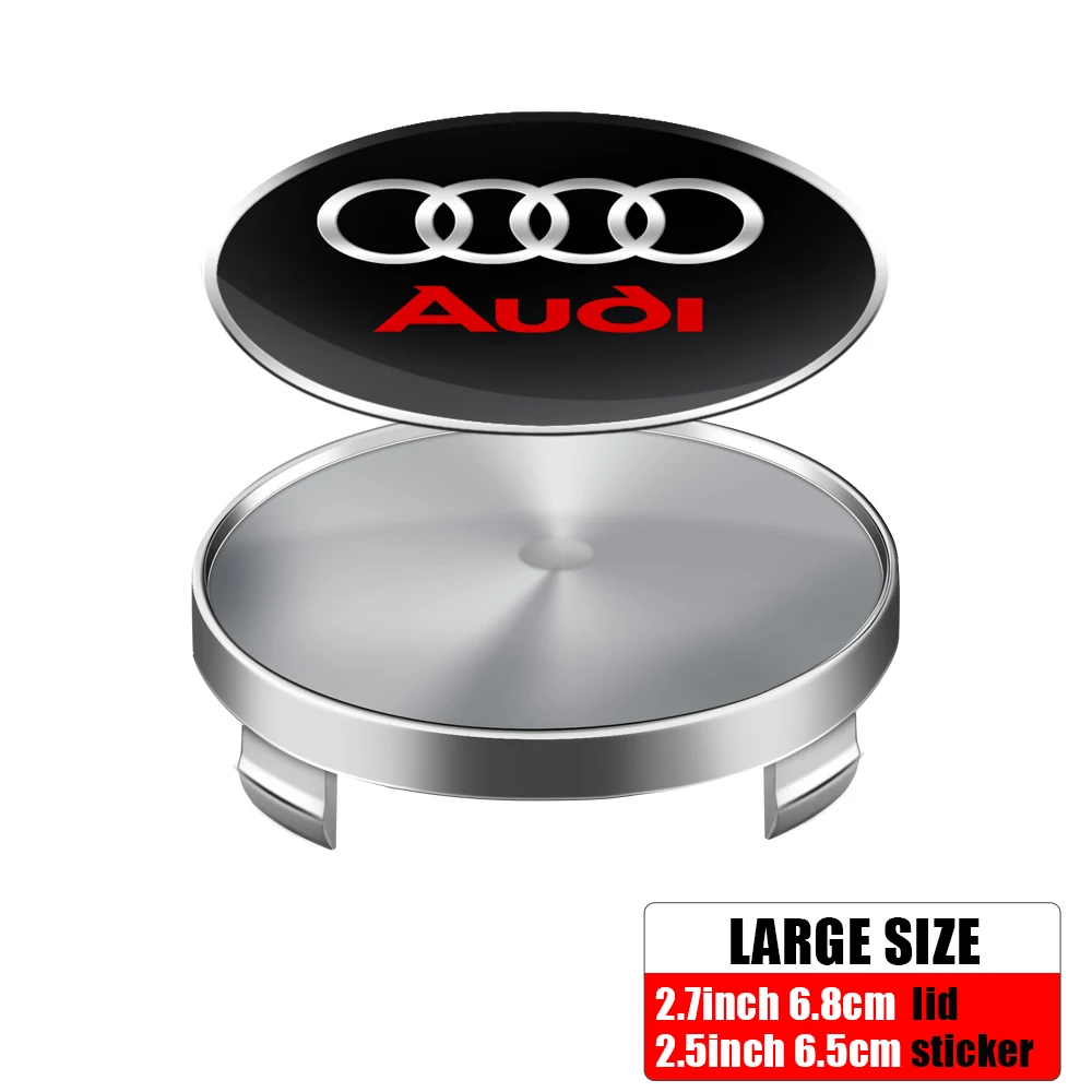 4PCS Car Wheel Hub Caps Emblem Badge Stickers Wheel Center Cover For Audi Sline A1 A2 A3 A4 A5 A6 A7 A8 8P B6 B7 B8 Q3 Q5 Q7 RS