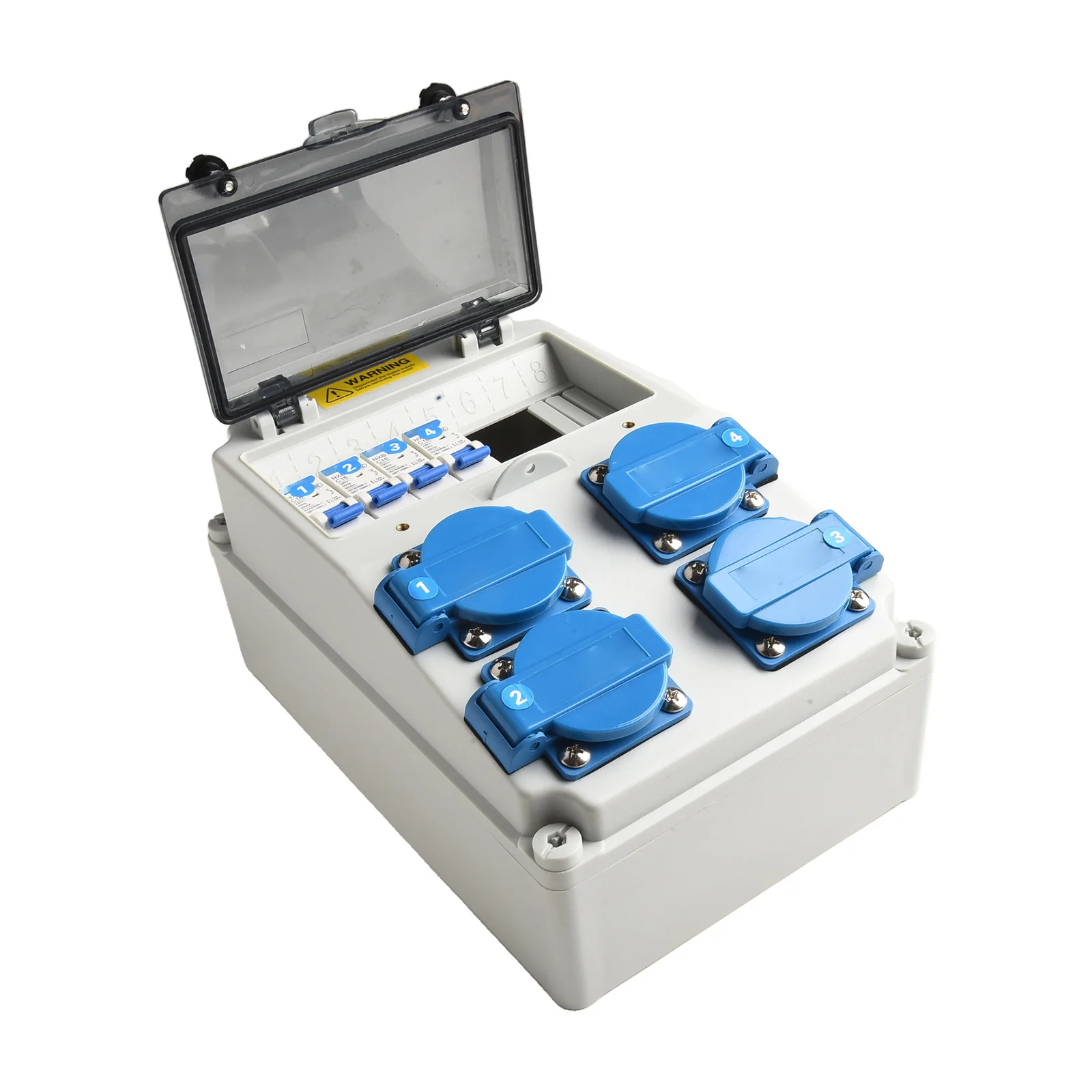 Gray Construction Power Distribution Box IP65 Power Distribution Box 16A Power Distributor European Standard Sockets view 3