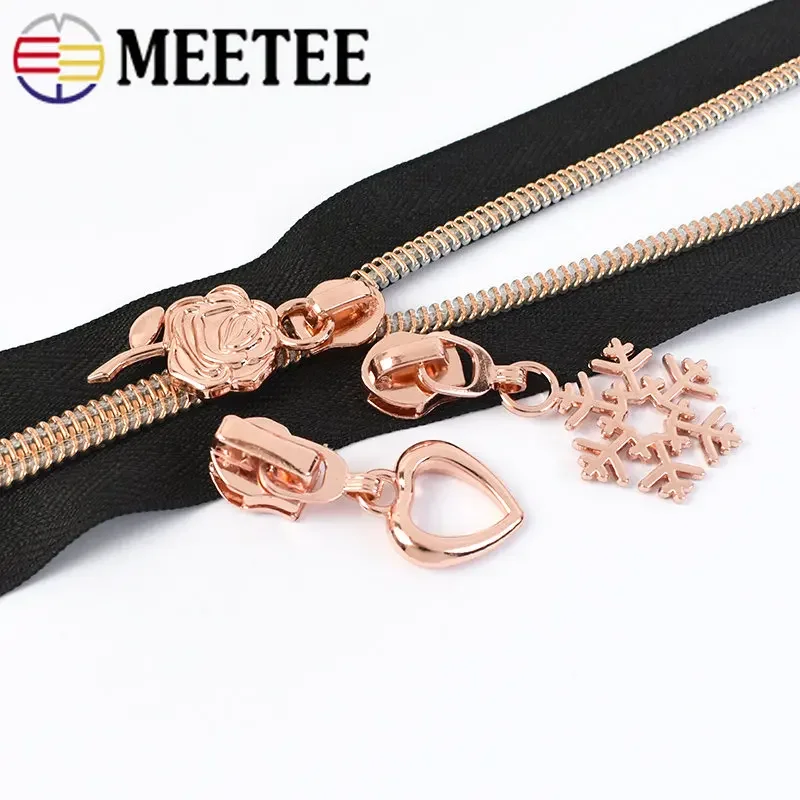 Meetee/50pc 5 # Reiß verschluss Schieber für Nylon Reiß verschluss Roségold Reiß verschlüsse Abzieher kopf Nähen Kleidung Reiß verschlüsse Schieber Gepäck anhänger Zubehör