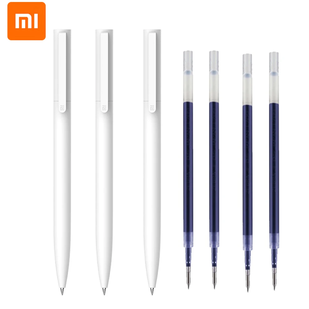 Original Xiaomi Mi Gel Pen MI Pen 9.5mm No Cap Bullet Black Pen PREMEC Smooth Switzerland Refill MiKuni Japan OEM Black Blue Ink