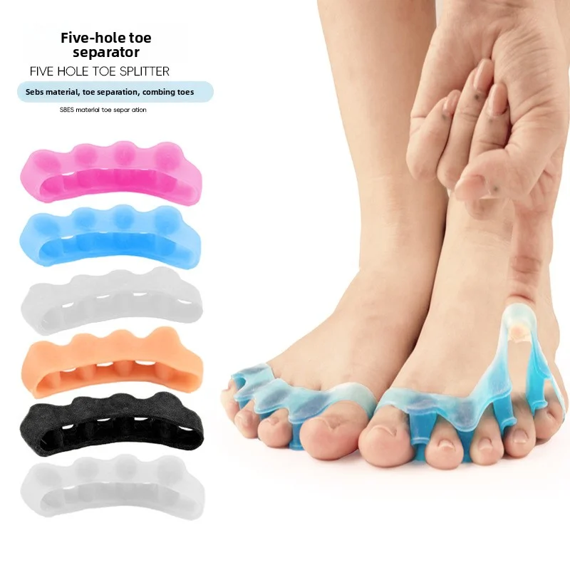 Five hole toe splitter, toe corrector, toe eversion splitter, five finger separator, toe overlap splitter