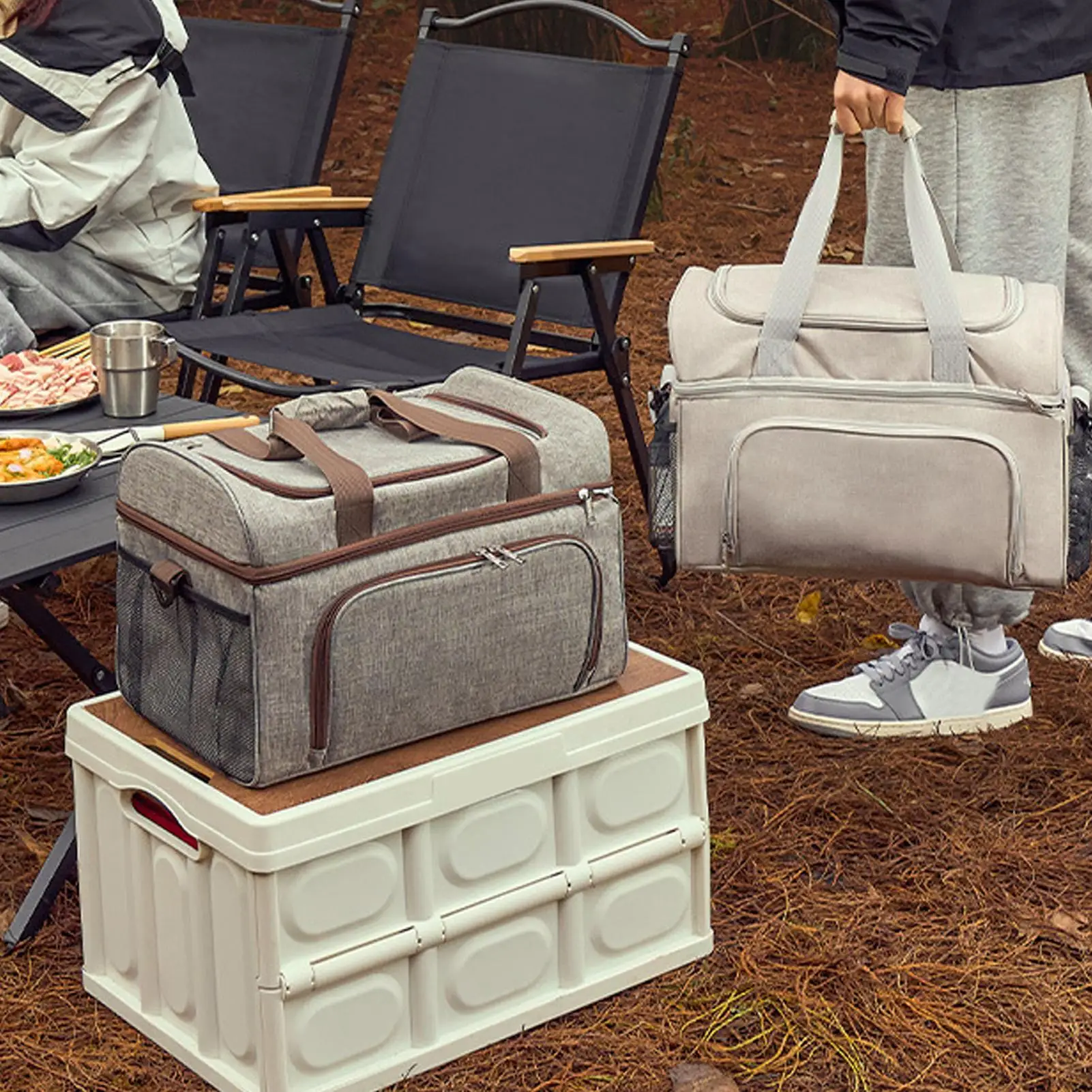 30L capacity insulation bag insulated & leak-proof soft insulation box large foldable portable travel insulation bag picnic bag
