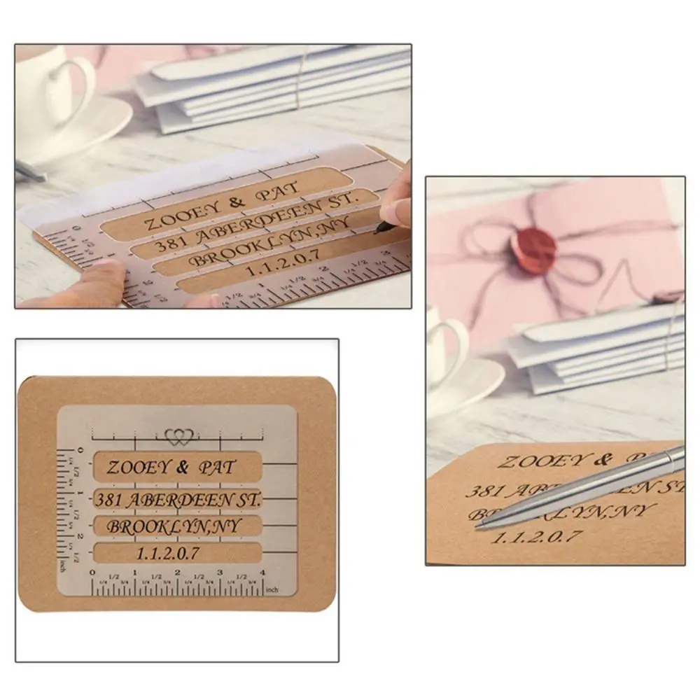 

4/6Pcs DIY Templates Ruler Precision Writing Multi-use Clear Calligraphy Stencil Lines Durable Guide Envelope Template Student