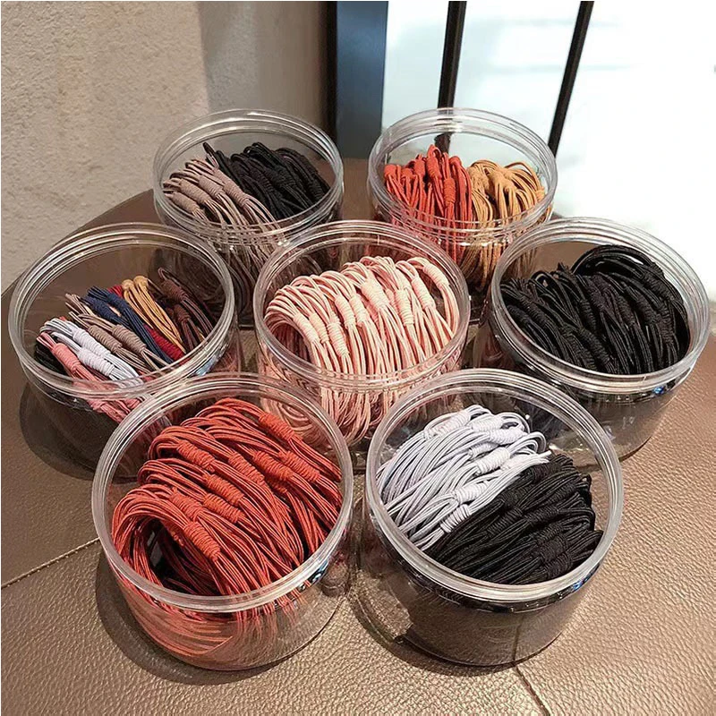 20Pcs Korean Solid Colour Hair Rings Women Hair Ties Do Not Hurt Hair Small Rubber Rings Simple Temperament Out Hair Accessories