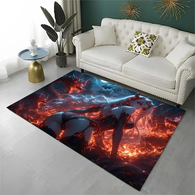 Gothic Dark Cartoon Cute Girls Anime Characters Large Area Rug Non-slip Carpet for Bedroom Living Room Sofa Doormat Home Decor - view 6