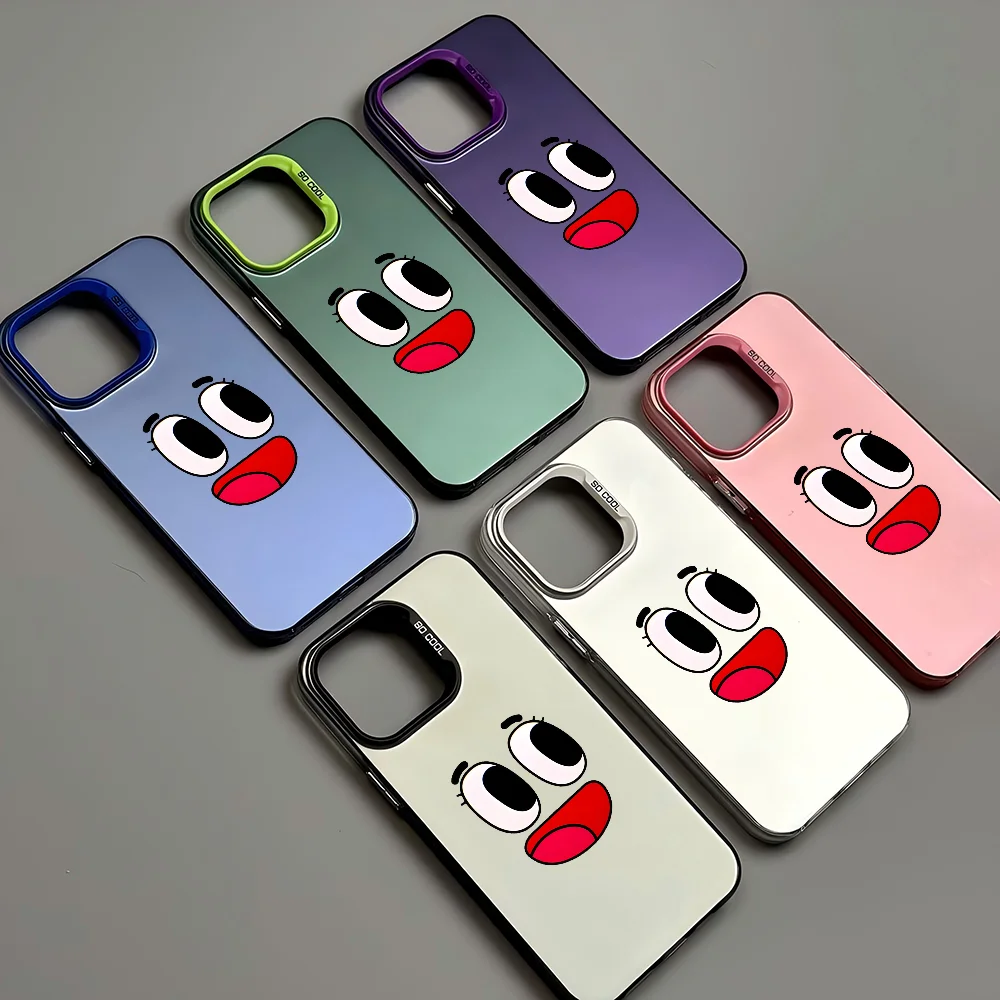 

Cartoon Face Phone Case IMD Color Silver Shell For IPhone 16 15 14 13 12 11 X XR Pro Max Plus