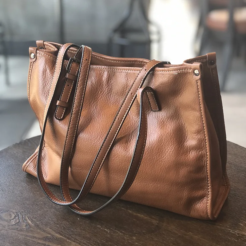 

Genuine Leather Tote Bag Women's Autumn and Winter 2022 New Fashion Large Capacity Portable Shoulder Bag First Layer Cowhide Com