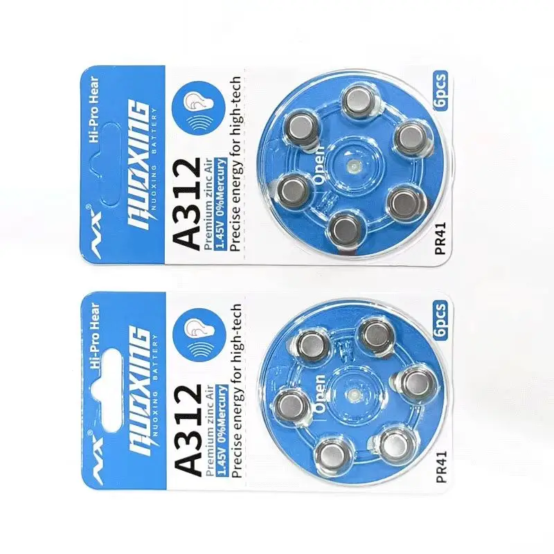 6 個の補聴器電池 312A ZA312 312 PR41 S312、補聴器電池亜鉛空気 A312