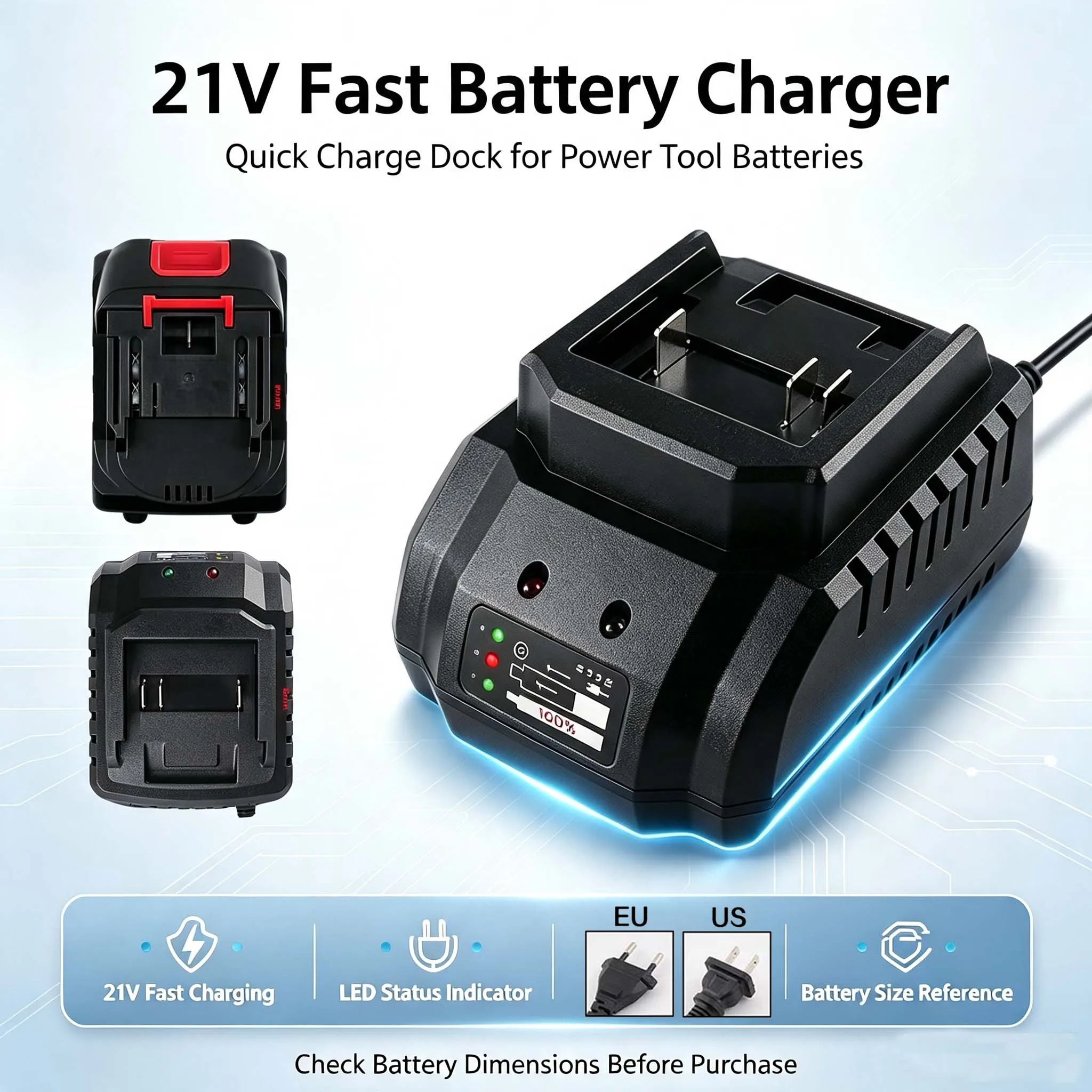 18V 21V 2A EU US Charger for Makita Electric Drill wrench Angle Grinder Charger Electric Tool Battery Charger Replacement Part