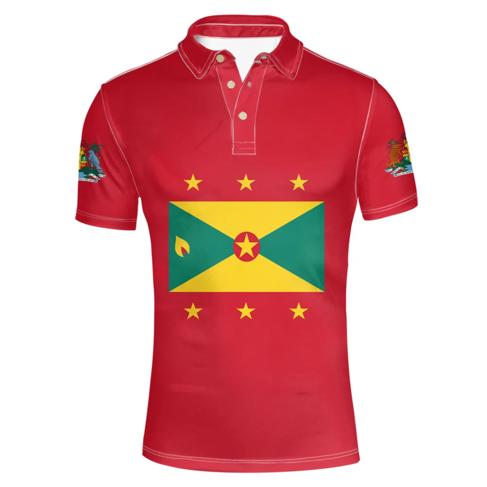 Grenada Free Custom Made Name Number Team Logo Gd Lapel T Shirt Grd Country Of Spices Travel English Nation Flag Photo Clothes