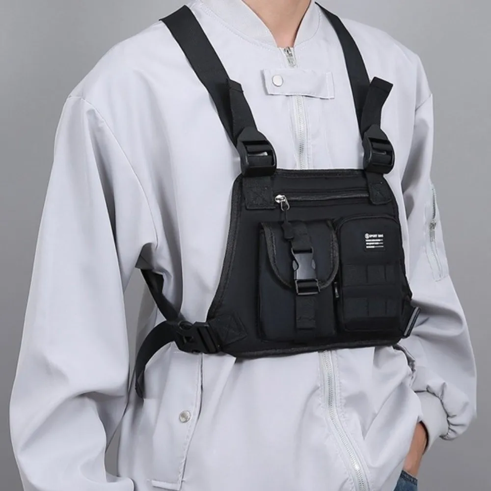 Portable Lightweight Outdoor Vest Bag Multi Pockets Adjustable Sports Shoulder Bag Anti-Theft Multifunctional Chest Pack Sports