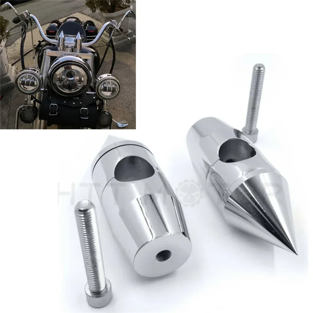 

2-1/4" Chrome Spike Handlebar Risers for Harley Davidson Softail Dyna Sportster Custom 1" Aftermarket Motorcycle Parts