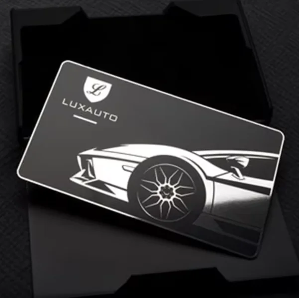 100PCS Customized luxury stainless steel card laser engraving cutting metal mirror silver metal visiting card