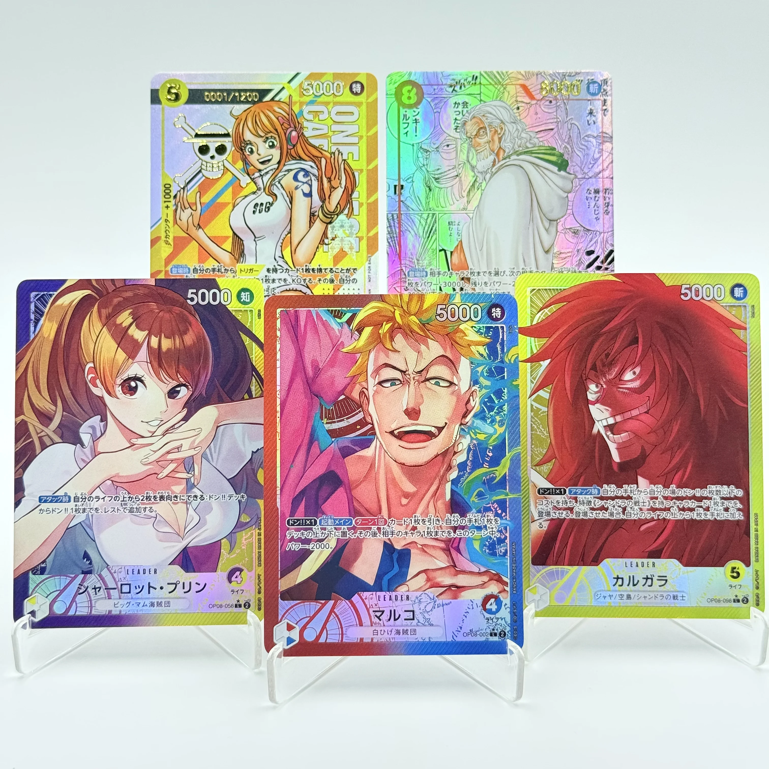 

One Piece OP08 Serirs OPCG Игровая карта Nami Rayleigh Marco Текстурированная фольга Card Rayquaza Аниме Коллекционные карты Английский/Японский