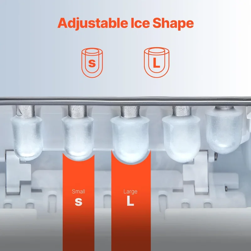 VEVOR Máquina de hielo para encimera, 9 cubos listos en 6 minutos, 26 libras en 24 horas, máquina de hielo portátil autolimpiante con cuchara para hielo
