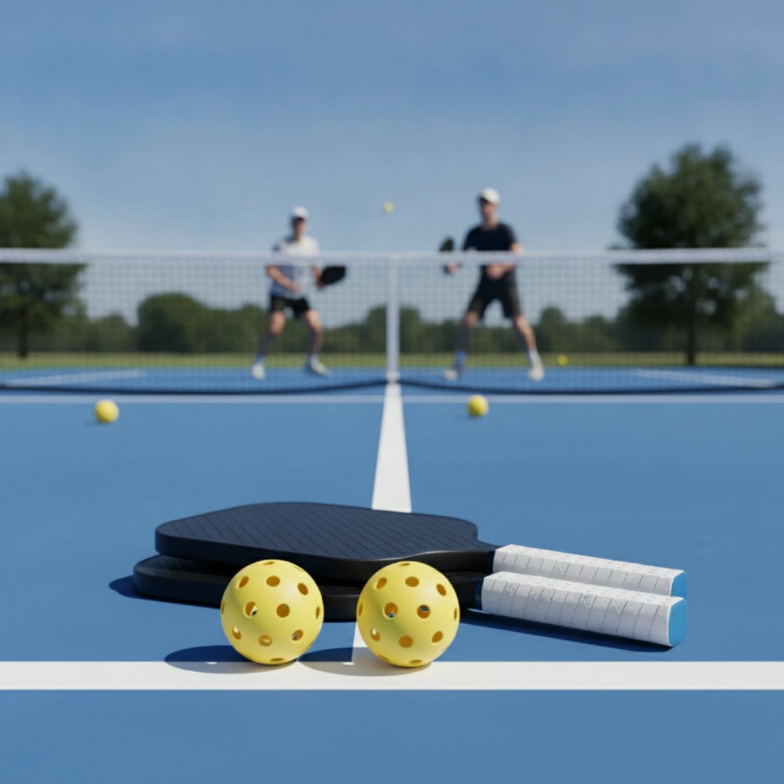 2 Pieces Pickleball Paddle Set with Balls Anti-Slip Pickleball Paddle Set Rackets Comfortable Sports Equipment Beginner-Friendly