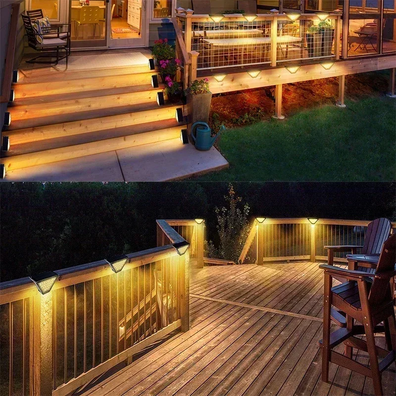 Solar Lights for Outdoors Stair Lamps Warm White LED Step Light, IP65 Waterproof Steps, Garden, Walkway, Stairs Path
