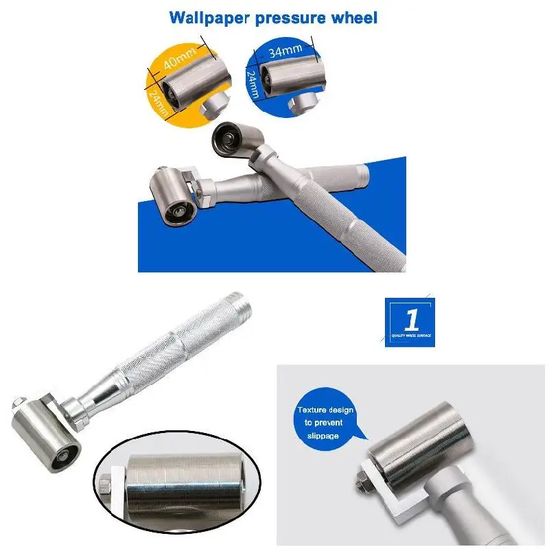 Stainless Steel Handle Wallpaper Roller Pressure Roller Tool with Bearing Home Decor Apply Hand DIY Tool Platen Roller Wheel