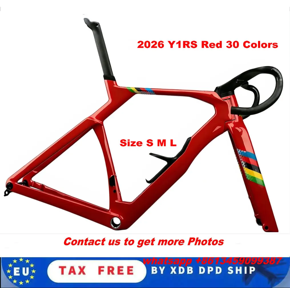 

2026 Y1RS Carbon Frameset Red Bicycle Road Frame Disc Brake And handlebar Compatible Di2 30 Colors