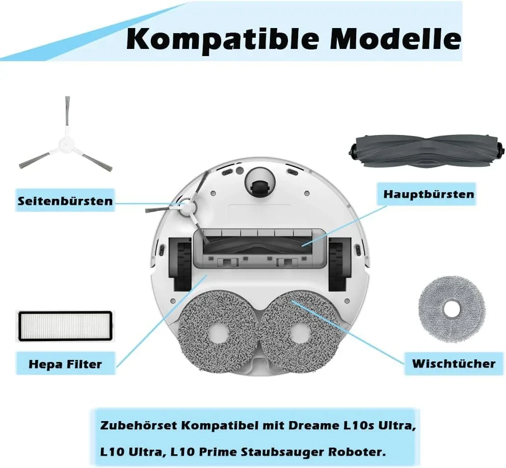 Main Side Brush Hepa Filter Mop Cloth robot Replacement Spare Parts For Dreame Bot L10 Prime / L10s Pro / L10 Pro Accessories