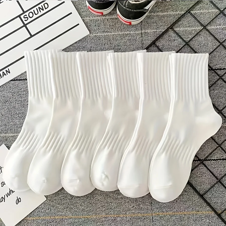 

6-Pair Set -Breathable Striped Socks Unisex Casual Crew Length, Hand Wash Recommended