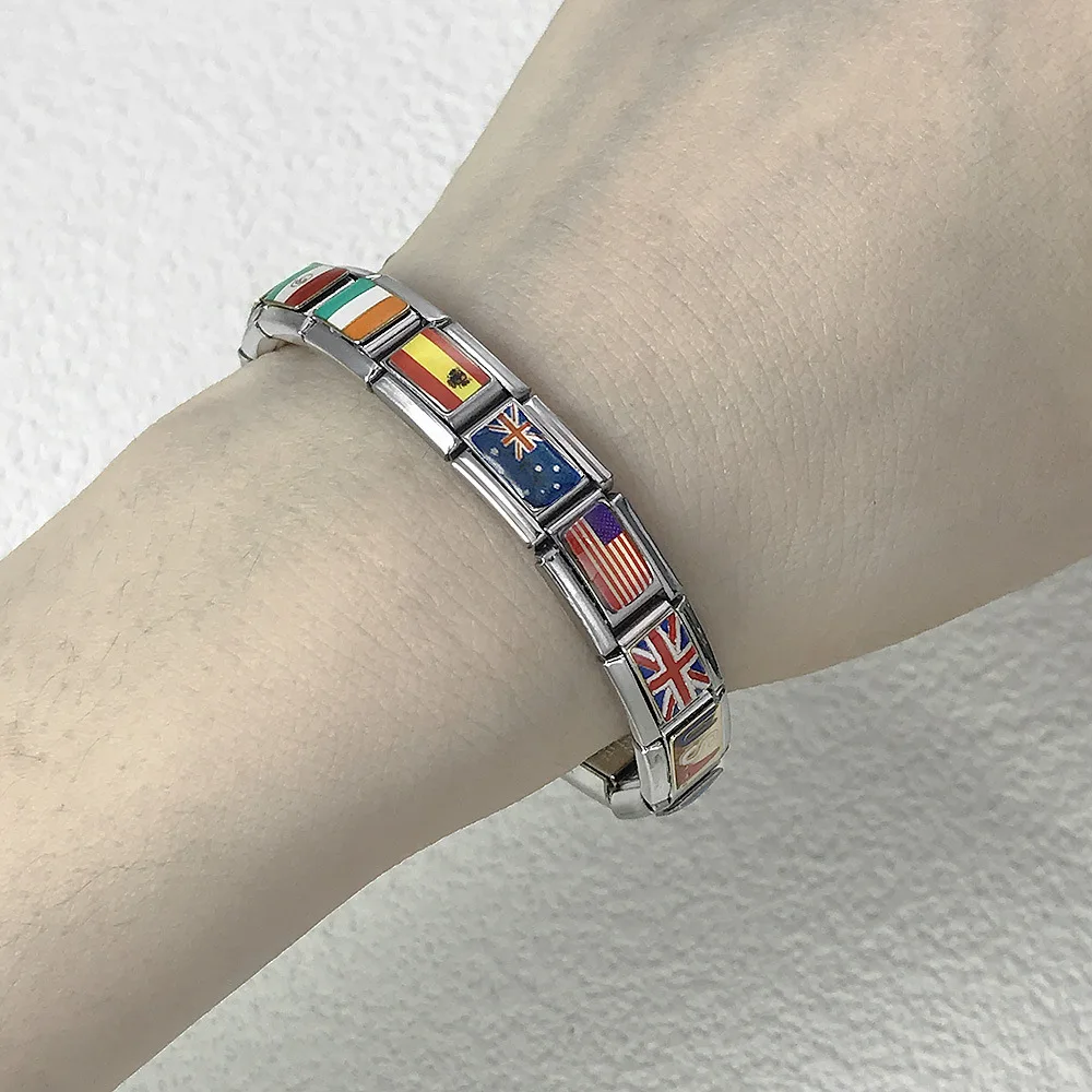Italian Modular Bracelet Stainless Steel Oil Drip Welding Pattern DIY Bracelet