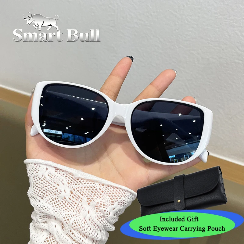 Smart Bull Retro Cat-Eye Sunglasses for Women - Slimming and Versatile Sun Glasses for Outdoor Activities and Driving - UV-Protective Eyeglasses with Leather Storage Bag Included