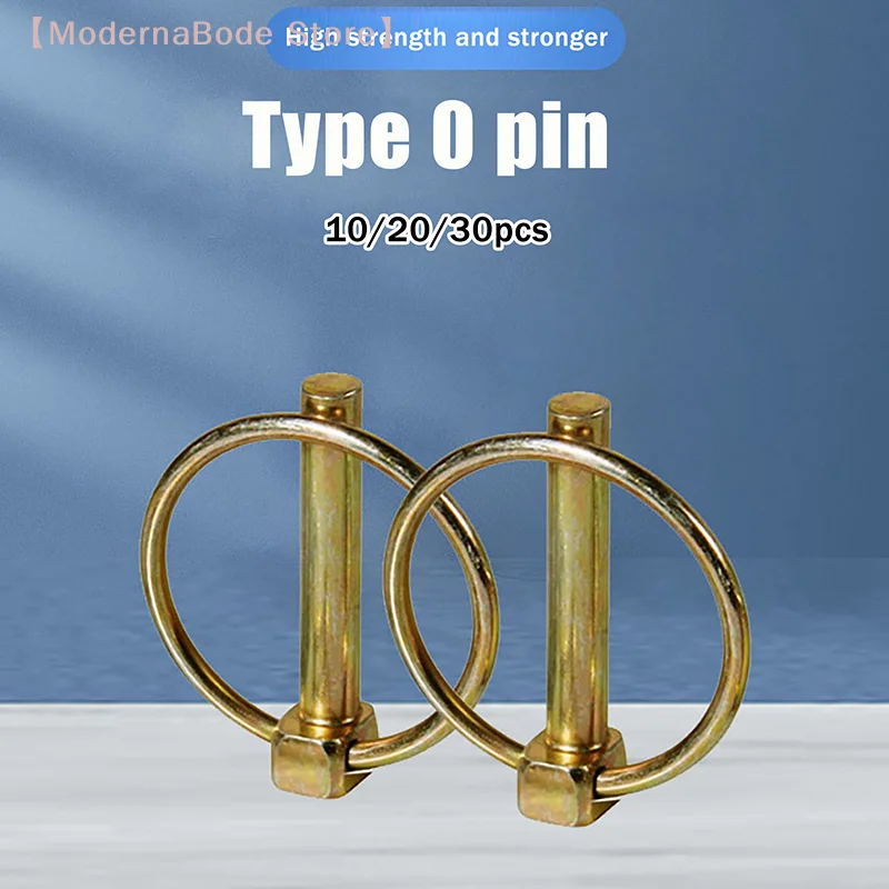 【M】10/20/30Pcs 6*50MM Steel Lynch Pin Heavy Duty Trailer Tractor Bicycle Stroller Cargo Ring Clip For Farm Lawn Garden Truck
