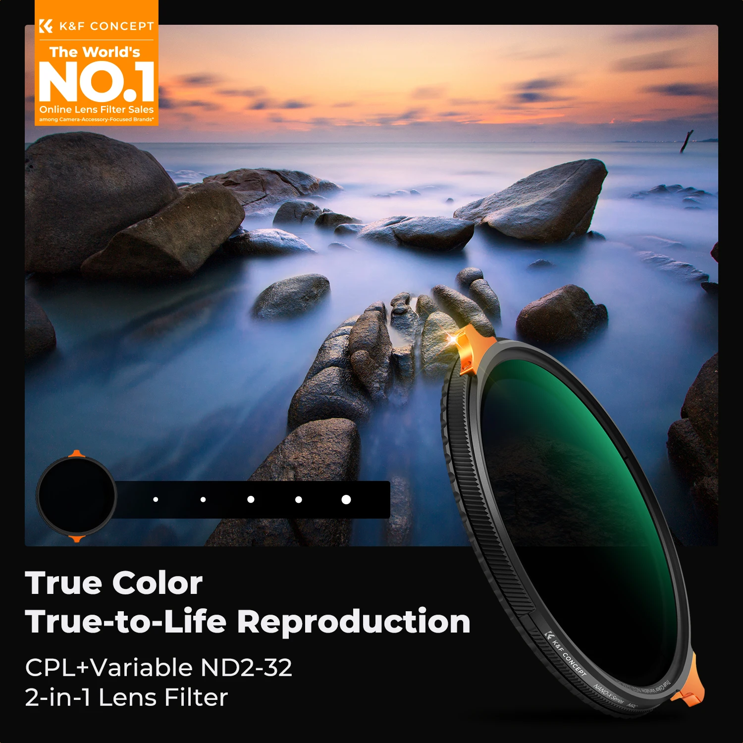 

Фильтр K&F CONCEPT True Color Variable ND2-32 (1-5 ступеней) и круговой поляризационный фильтр CPL 2-в-1 для камер серии Nano-X