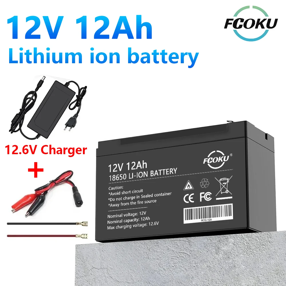 

New 18650 12V 12Ah Lithium Battery,5000 Deep Cycle Battery Built-in BMS for Fish Finder Solar storage Battery Electric lighting