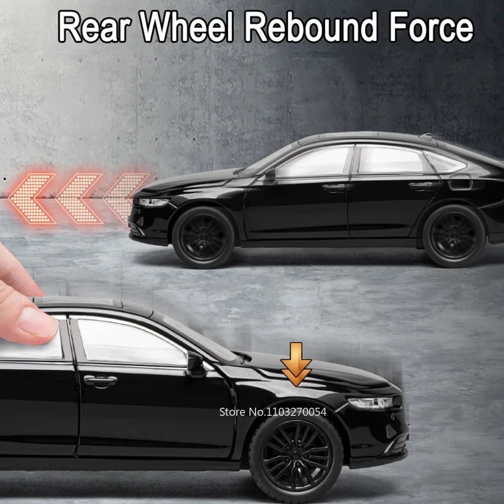 Modèle de voiture Honda Accord CIVIC TYPE-R, jouets en alliage moulé sous pression, 6 portes ouvertes, son et lumière, jouets à tirer, cadeaux d'anniversaire pour enfants, 1/32