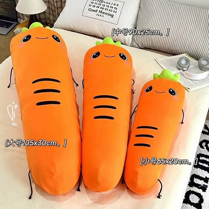 Carrot Plush Pillow 80 to 120cm Orange Vegetable Body Cushion Soft Long Hugging Design Bedroom Rest Comfort Companion
