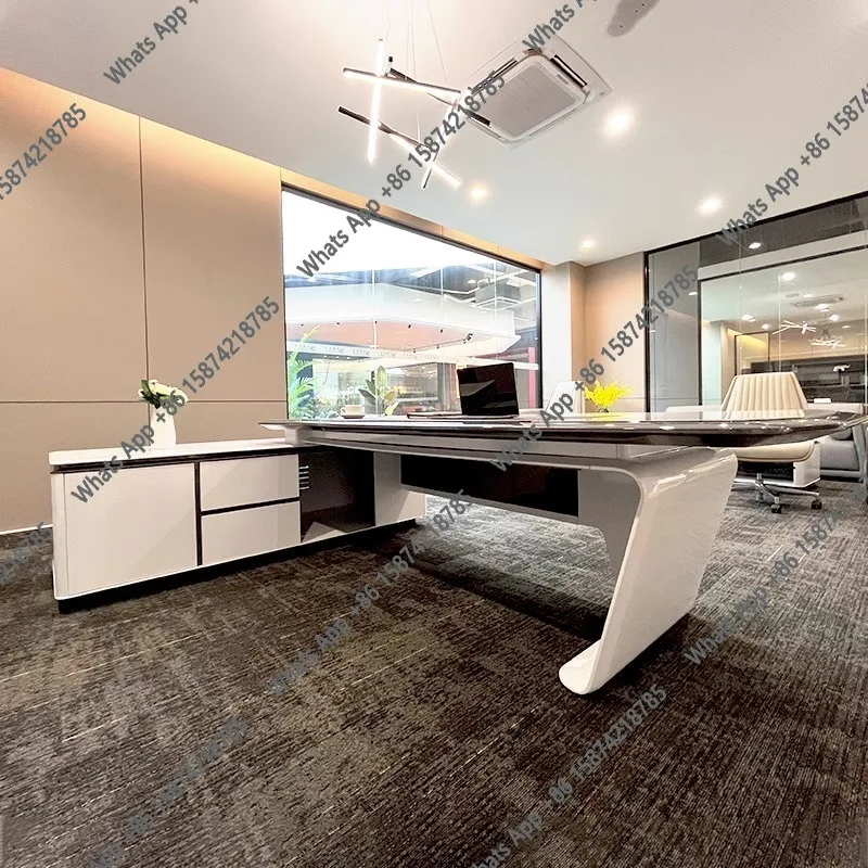 

S Organizer High End Computer Desks Modern Corner Work Light Luxury Office Desk Storage Creativity Escritorio Oficina Furniture