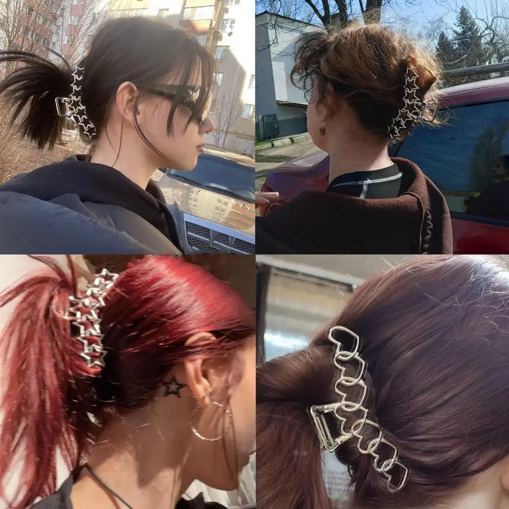 女性のための金属製ヘアクリップ爪,女性のためのヘアクリップ,スター,ハート型,滑り止め,ミニヘアクリップ,厚いヘッドウェア,薄いヘアアクセサリー