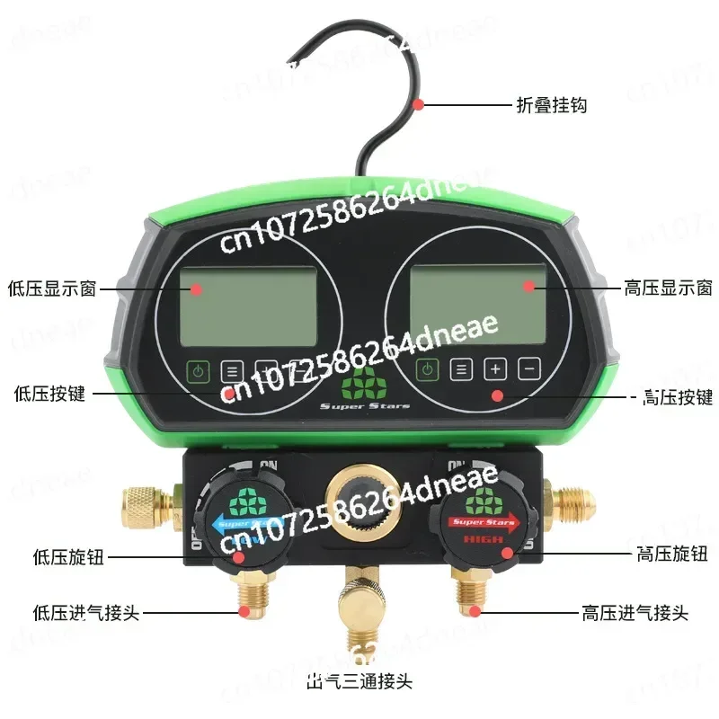 

Цифровой вакуумный манометр хладагента, набор коллекторов для кондиционера, зарядки фреона, тестер давления с двойным дисплеем