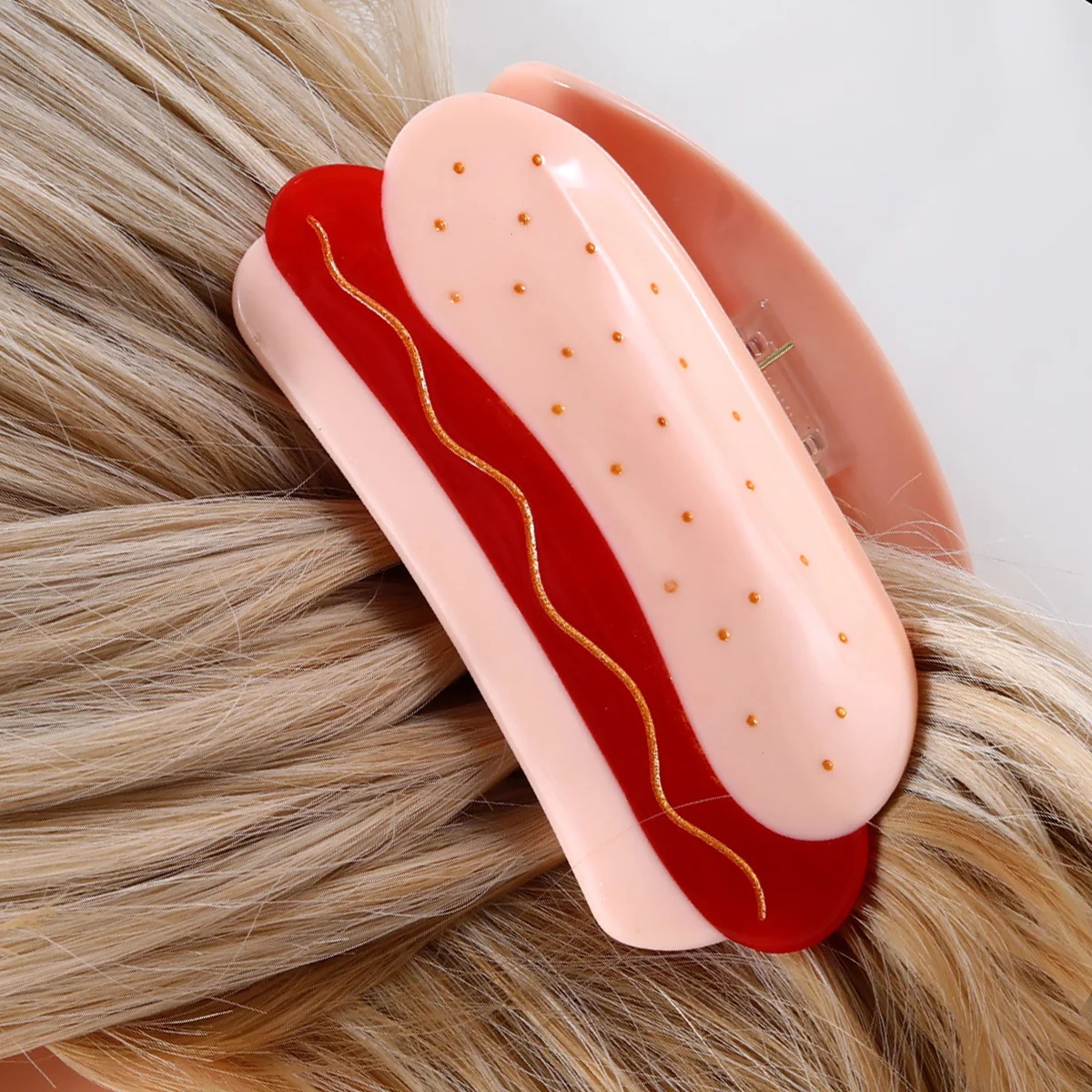 1pc Cute Acetate Hair Claws - Simulation Food Series Hot Dog, Shark, and Ponytail Holders for Women - Fun and Stylish Hair Acces