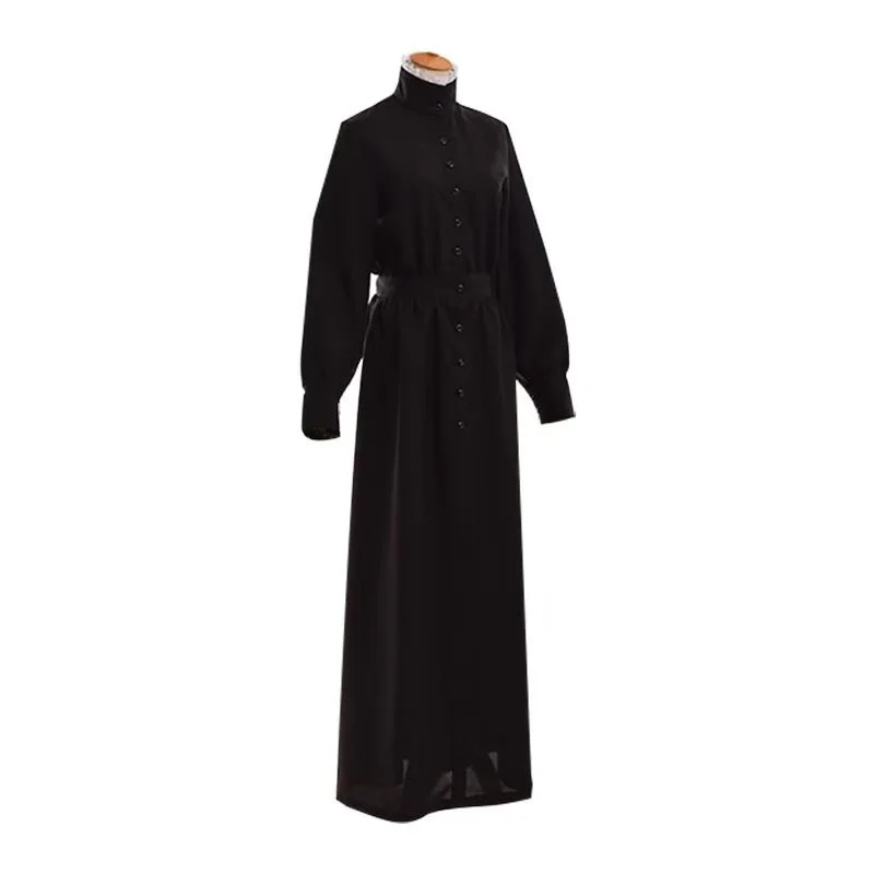 Vintage meia idade eduardiano cosplay traje preto escuro rainha victoria dança bola vestido longo nicho elegante evento hanfu roupas